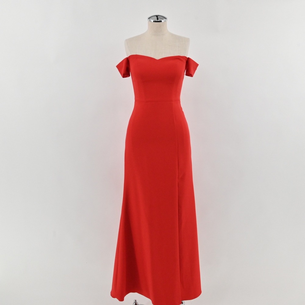 JJs House Off Shoulder Mermaid Gown Womens Size 4 Red Formal Prom Event‎ Dress